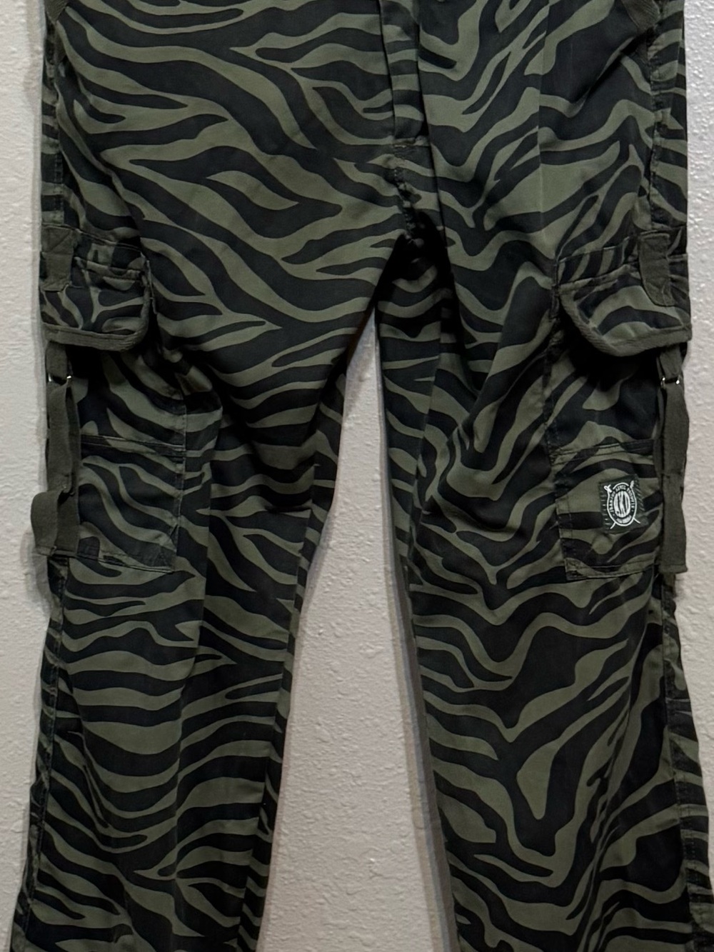 Akademiks Olive Green and Black Zebra Cargo Pants